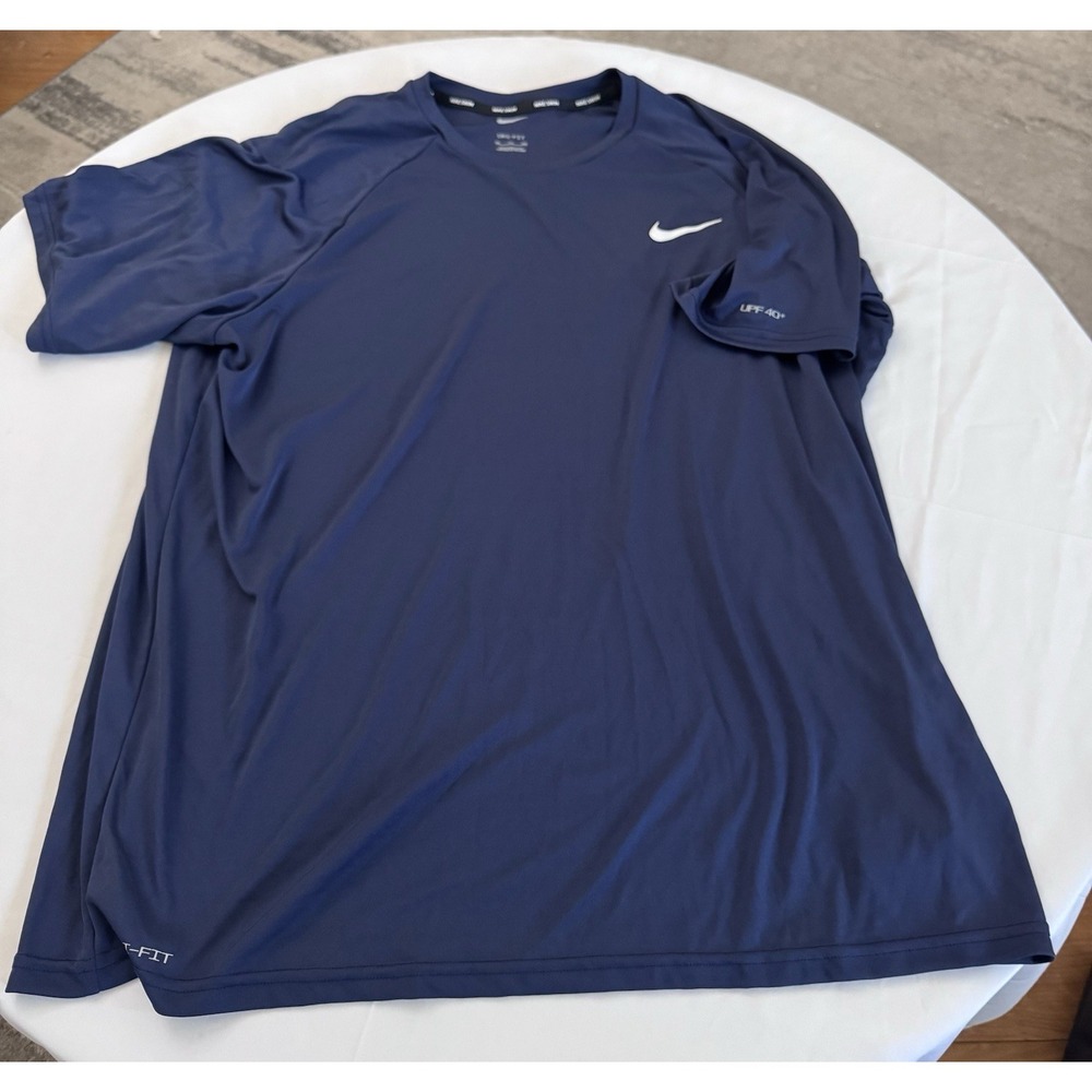 NWOT Nike Mens Dri-Fit Hydroguard Swim UPF 40+ Shirt Blue NESSA586 Sz XXL